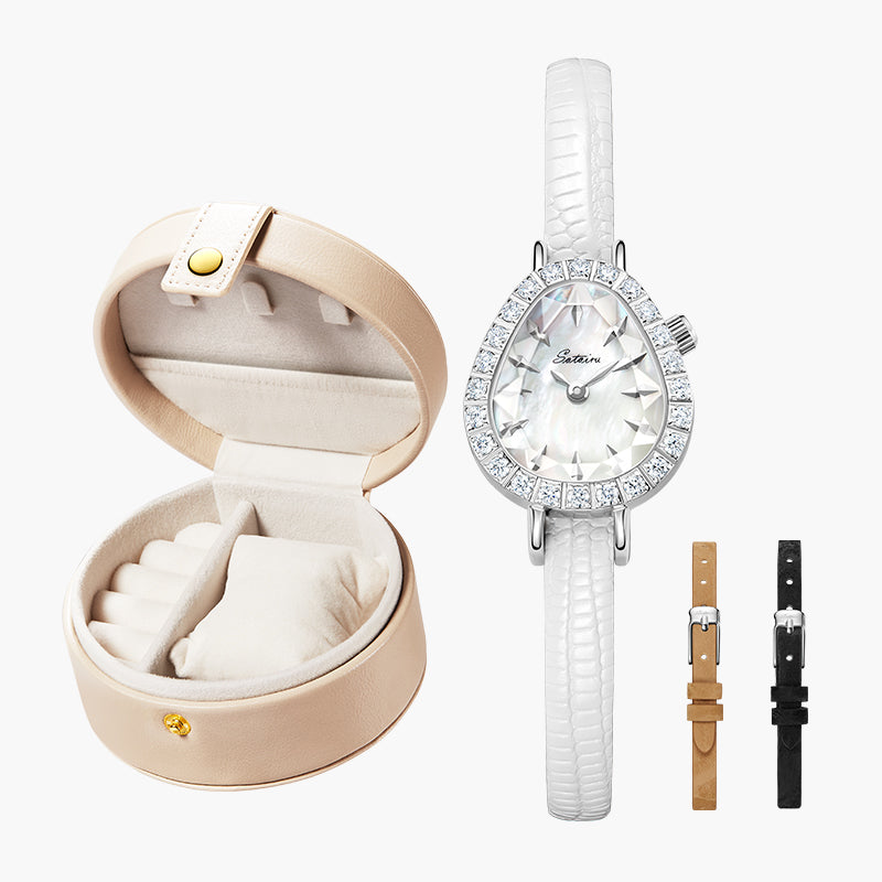 Sotoiru women's watch gift set with interchangeable straps in black and brown