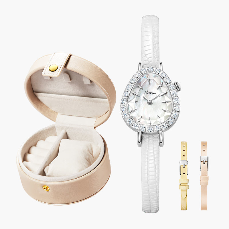Sotoiru women's watch gift set with interchangeable straps in yellow and Golden Dune