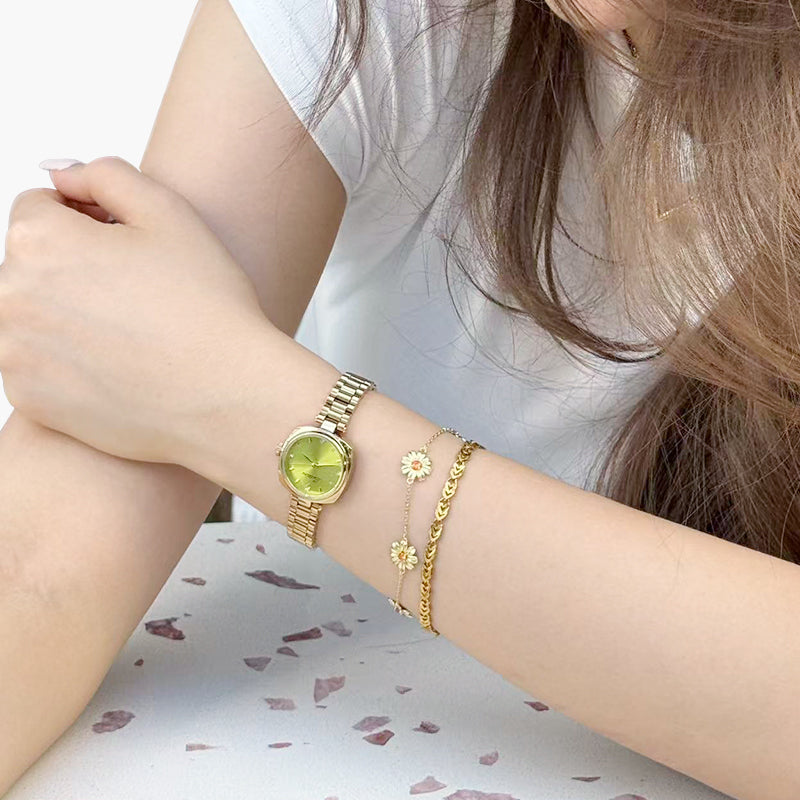 Sotoiru Women’s Gold Dress Watch T2034W — Elegant Square‑Case Zirconia Design