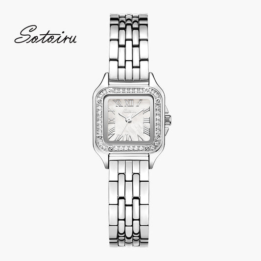Sotoiru Quartz Watch Fashion Square Ziron Dial Watch for Formal Wear T3020