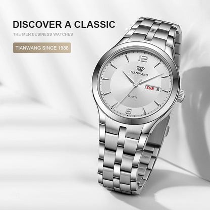 TIAN WANG Man Watch 40mm Dual Calendar Casual Quartz Wristwatch GS3626