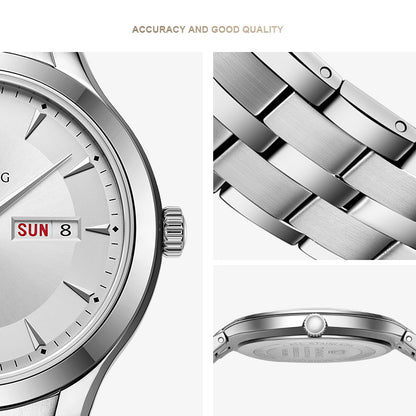 TIAN WANG Man Watch 40mm Dual Calendar Casual Quartz Wristwatch GS3626