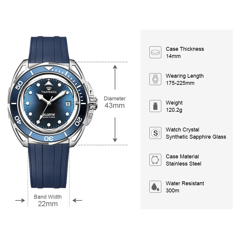 Tianwnag Bluefin Series 30ATM Watch