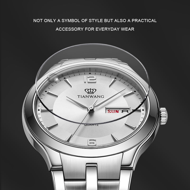 TIAN WANG Man Watch 40mm Dual Calendar Casual Quartz Wristwatch GS3626