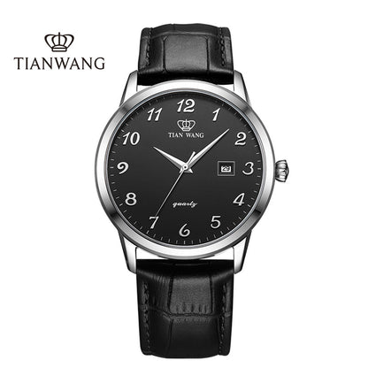TIANWANG_Elegant_Men_Watch_Black_Leather_and_Silver