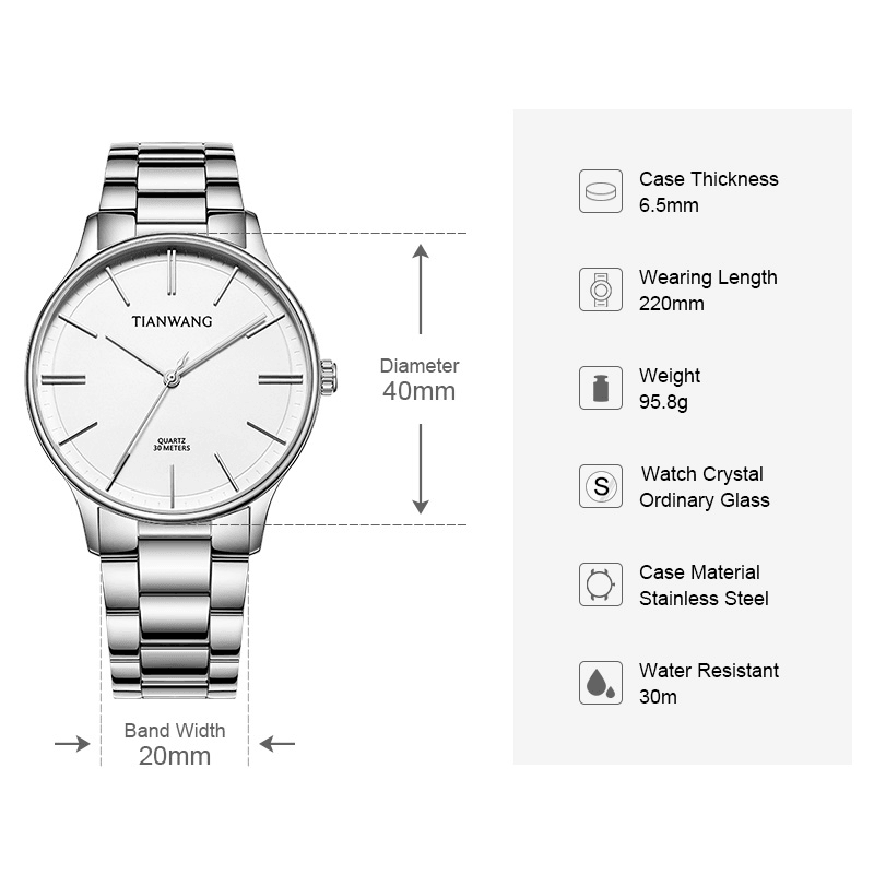 TIAN WANG Man Watch Fashion Business Watches For Gift GS31332S