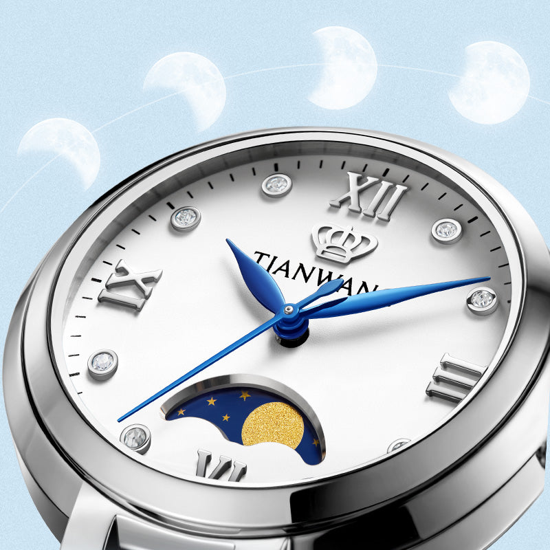 Moon phase close-up on Tianwang Celestial Quartz Watch