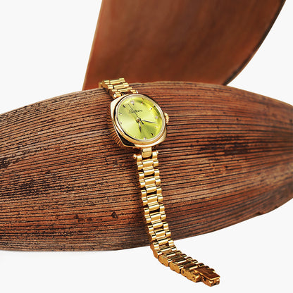 Sotoiru Pistachio Aura watch styled with soft green dial