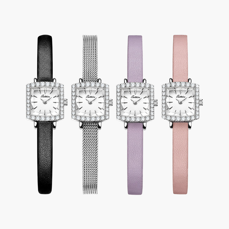 Sotoiru square watch with interchangeable strap options