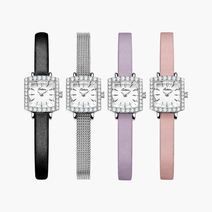 Sotoiru square watch with interchangeable strap options